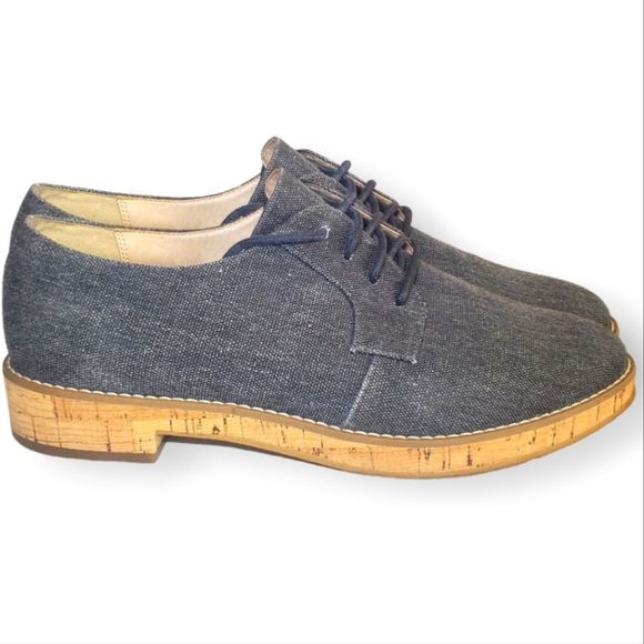 #255 14th & Union Gray Fabric Cork Detail 91848254 Lace Up Oxford Shoes Size 9.5 - Picture 3 of 6